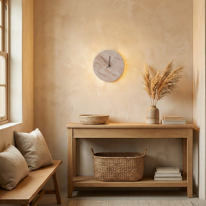 Kiera Travertine Clock Wall Lamp
