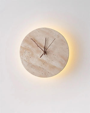 Kiera Travertine Clock Wall Lamp