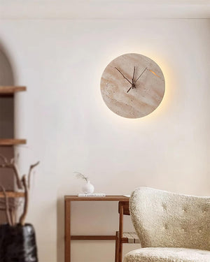 Kiera Travertine Clock Wall Lamp