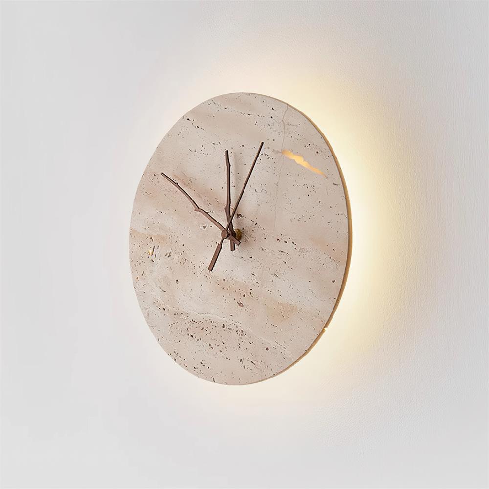 Kiera Travertine Clock Wall Lamp