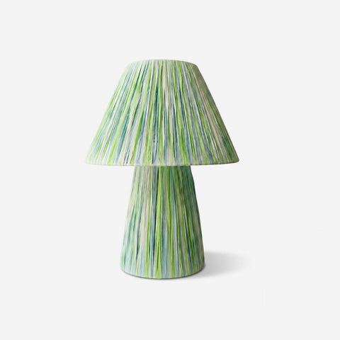 Luminária de Mesa Cogumelo com Risca Verde