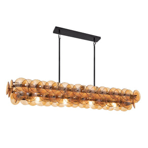 Pressed Glass Disc Linear Chandelier