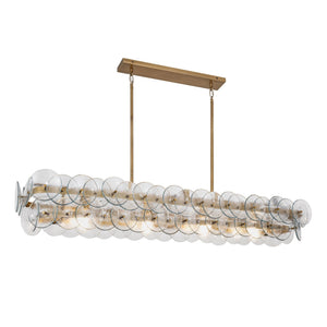 Pressed Glass Disc Linear Chandelier