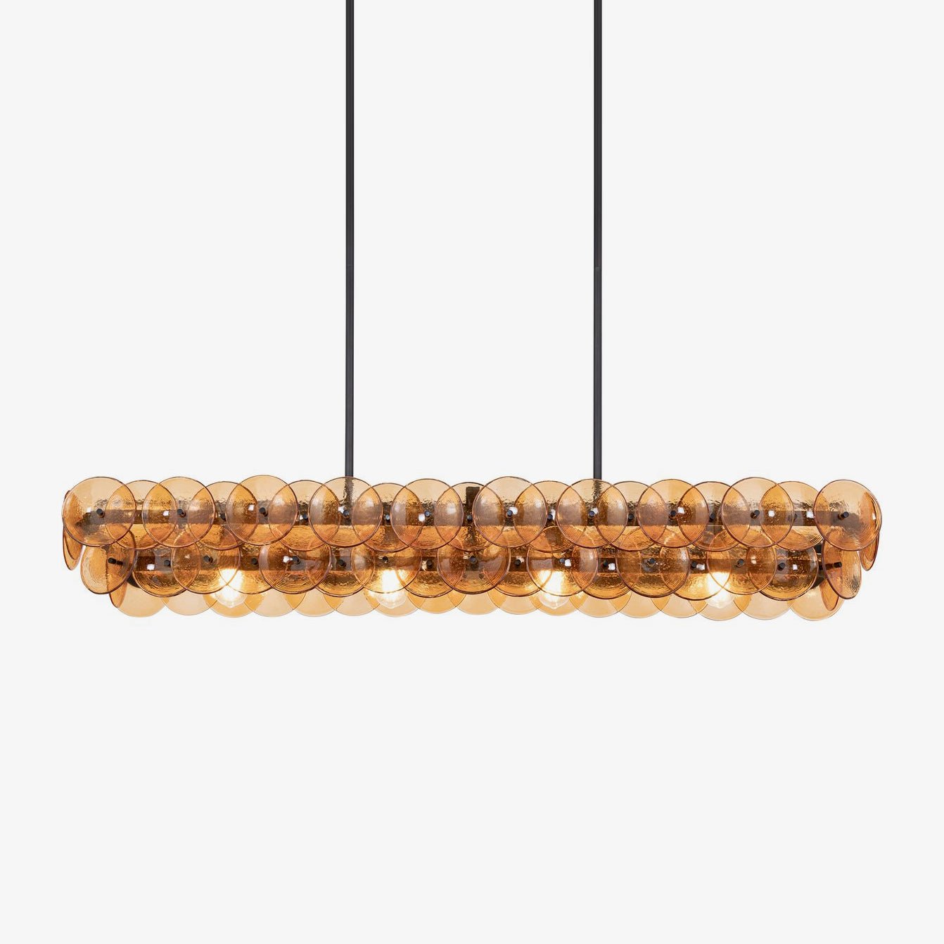Pressed Glass Disc Linear Chandelier