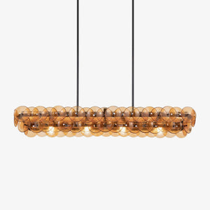 Pressed Glass Disc Linear Chandelier