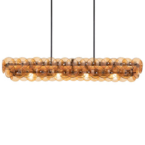 Pressed Glass Disc Linear Chandelier