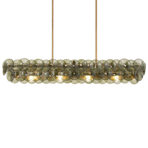Pressed Glass Disc Linear Chandelier