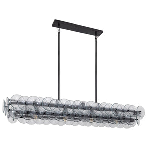 Pressed Glass Disc Linear Chandelier