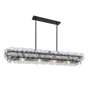 Pressed Glass Disc Linear Chandelier