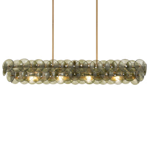 Pressed Glass Disc Linear Chandelier