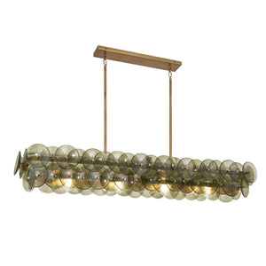 Pressed Glass Disc Linear Chandelier