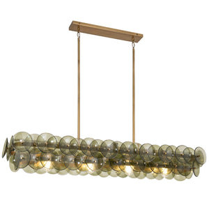 Pressed Glass Disc Linear Chandelier