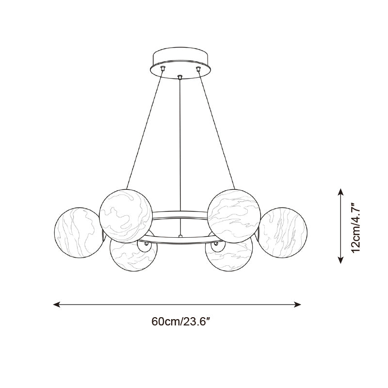 Lustre Meravon en Albâtre — Plans de dimensions 1