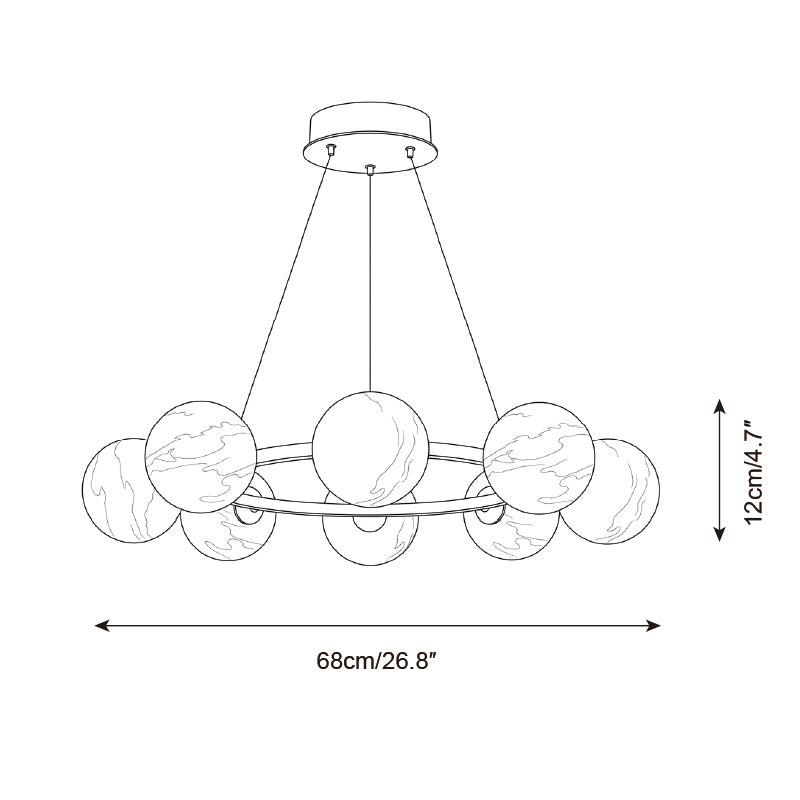 Lustre Meravon en Albâtre — Plans de dimensions 2