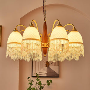Mesh Tassel Glass Chandelier