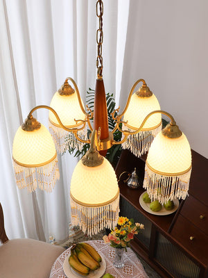 Mesh Tassel Glass Chandelier