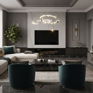 Modern Crystal Double C Chandelier