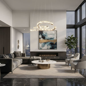 Modern Crystal Double C Chandelier