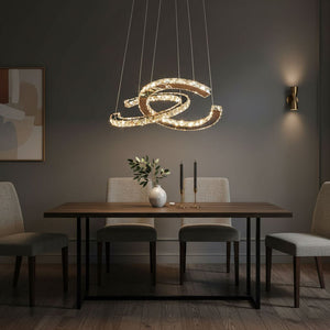 Modern Crystal Double C Chandelier