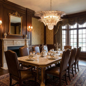 Glass Palmette Transparent Chandelier