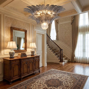 Glass Palmette Transparent Chandelier