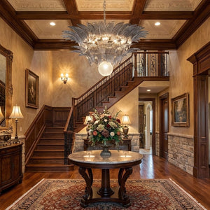 Glass Palmette Transparent Chandelier