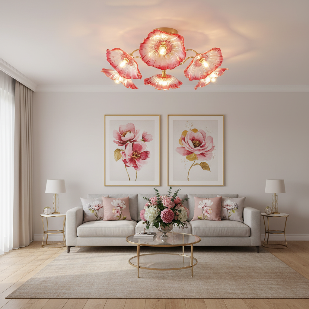Murano Glass Flowers Ceiling Light