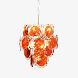 Orange Disk Glass Chandelier