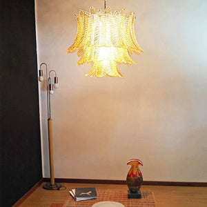 Amber Glass Leaf Chandelier