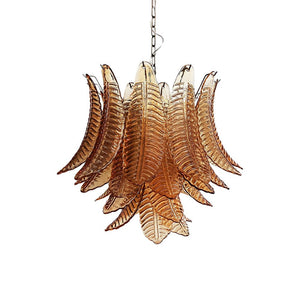 Amber Glass Leaf Chandelier