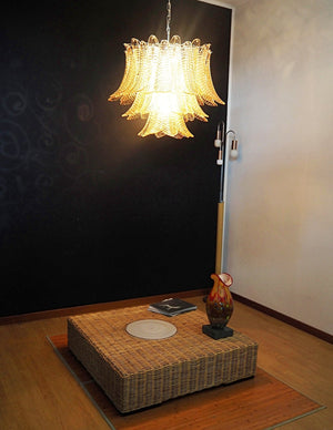 Amber Glass Leaf Chandelier