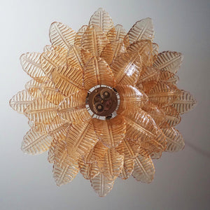 Amber Glass Leaf Chandelier