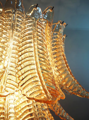 Amber Glass Leaf Chandelier