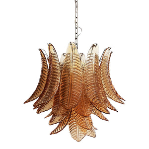Amber Glass Leaf Chandelier