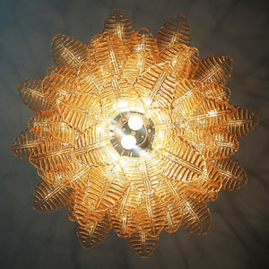 Amber Glass Leaf Chandelier