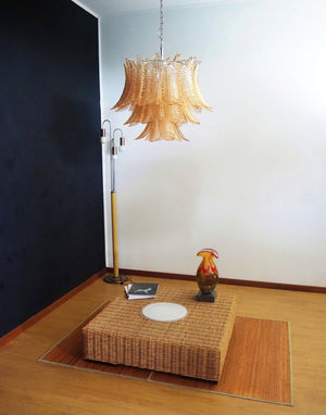 Amber Glass Leaf Chandelier