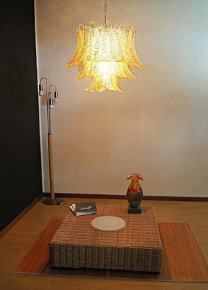 Amber Glass Leaf Chandelier