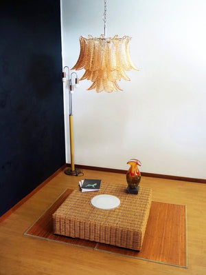 Amber Glass Leaf Chandelier
