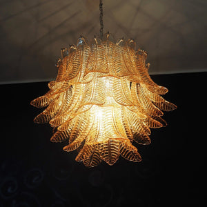 Amber Glass Leaf Chandelier