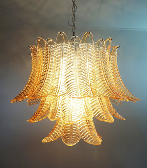 Amber Glass Leaf Chandelier