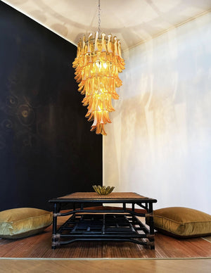 Glass Amber Petals Spiral Chandelier