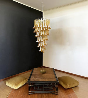 Glass Amber Petals Spiral Chandelier