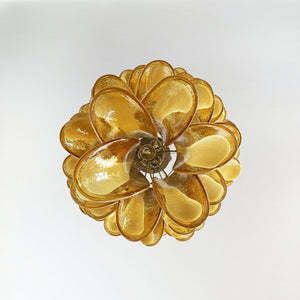 Glass Amber Petals Spiral Chandelier