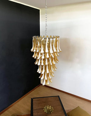 Glass Amber Petals Spiral Chandelier