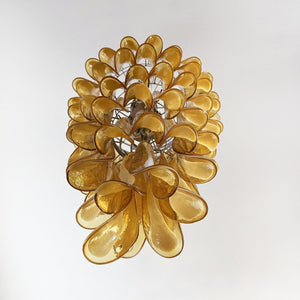 Glass Amber Petals Spiral Chandelier