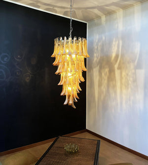 Glass Amber Petals Spiral Chandelier