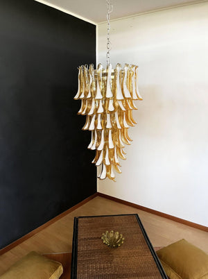 Glass Amber Petals Spiral Chandelier