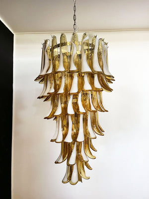 Glass Amber Petals Spiral Chandelier