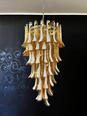 Glass Amber Petals Spiral Chandelier