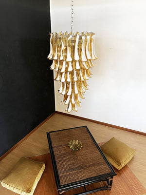 Glass Amber Petals Spiral Chandelier